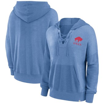 Women's Buffalo Bills Fanatics Royal Heritage Snow Wash French Terry Lace-Up Pullover Hoodie